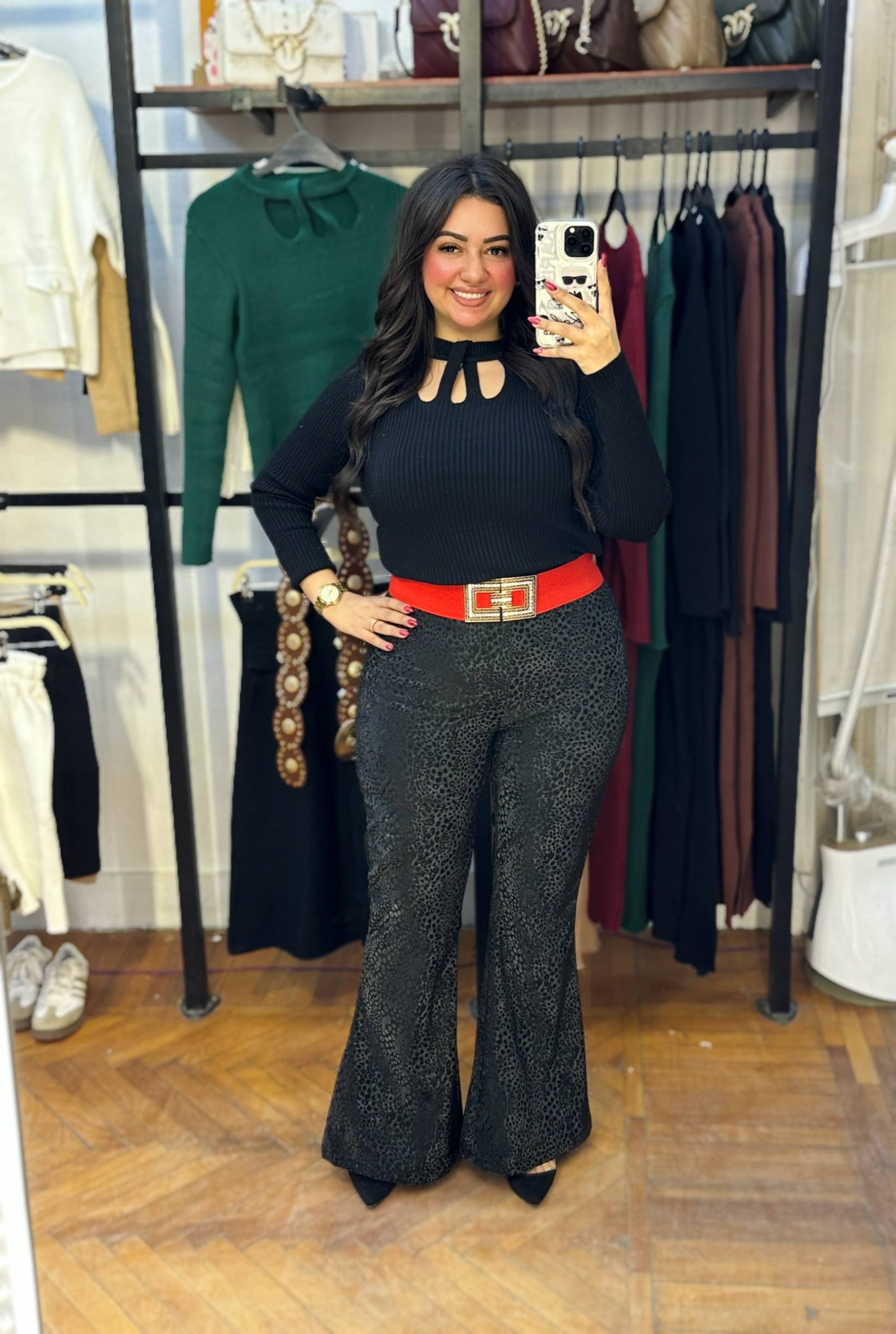 Basic Knit Top with Cross Neckline Detail