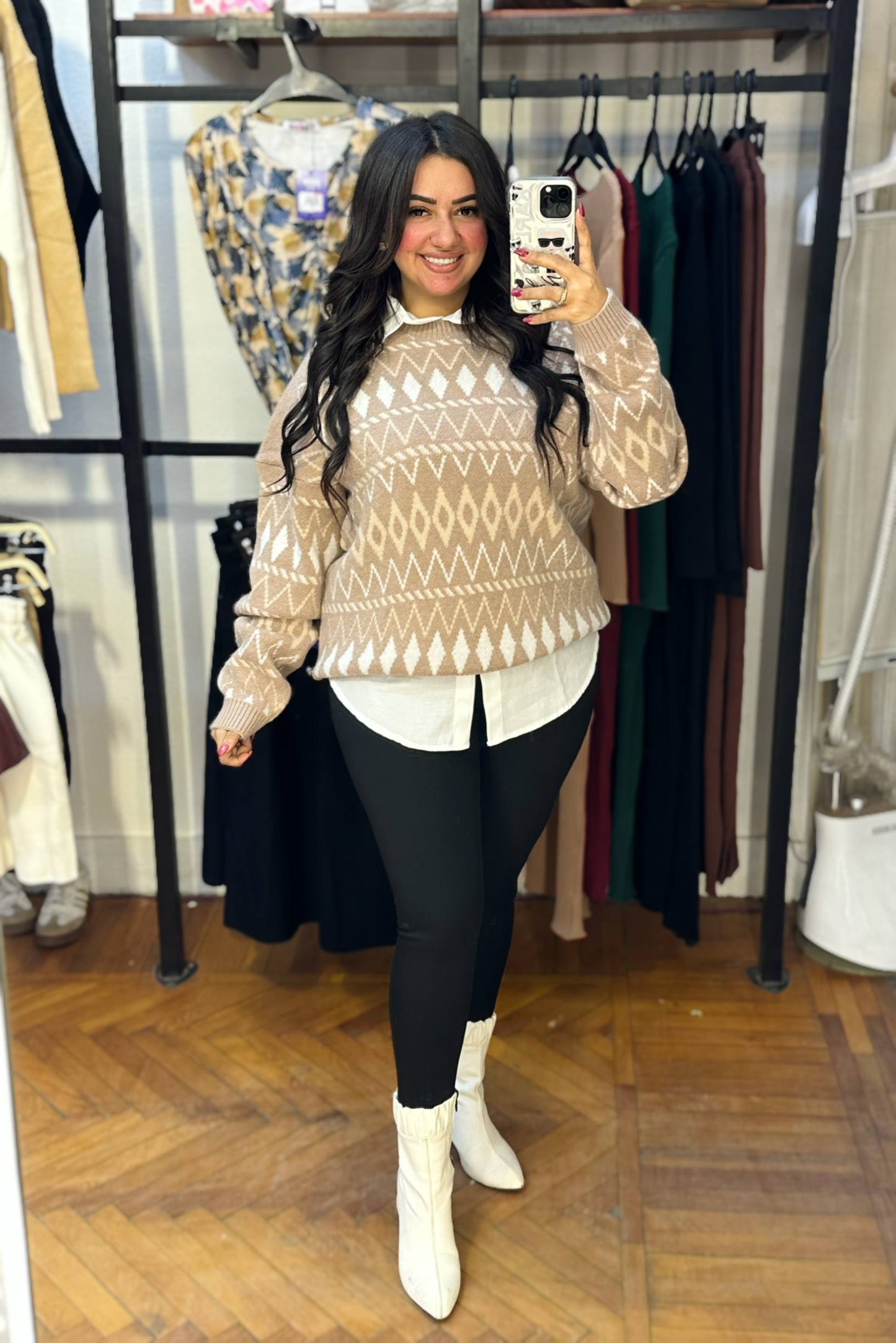 Patterned Knit Pullover