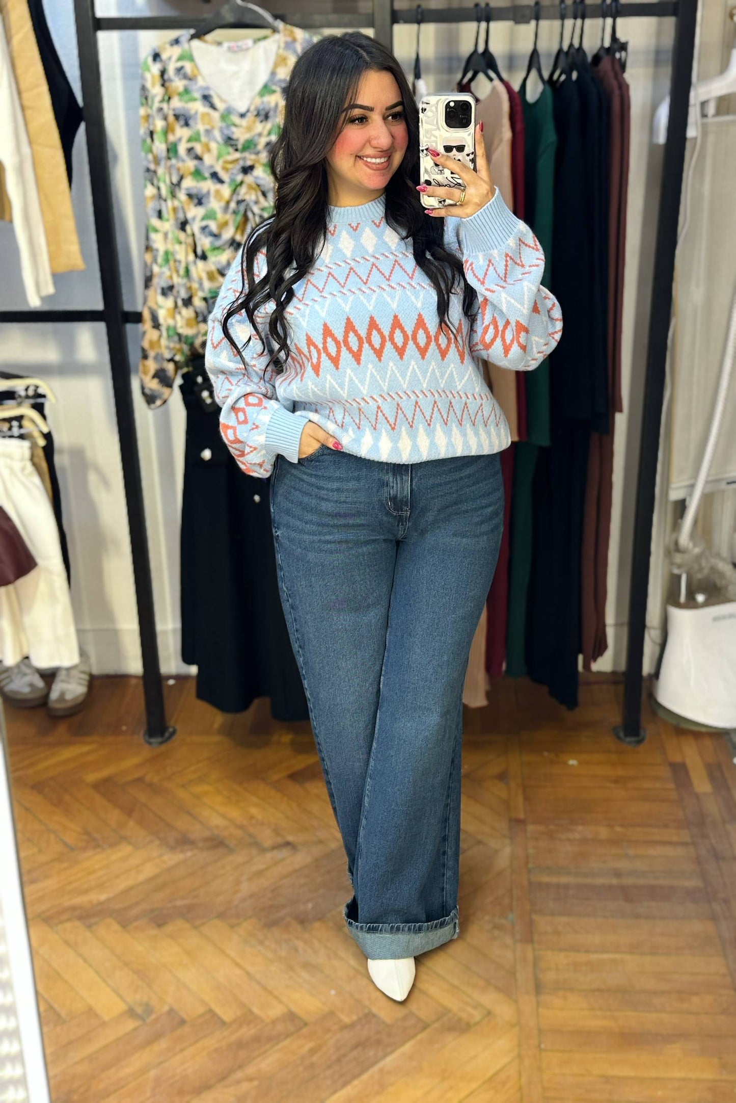 Patterned Knit Pullover