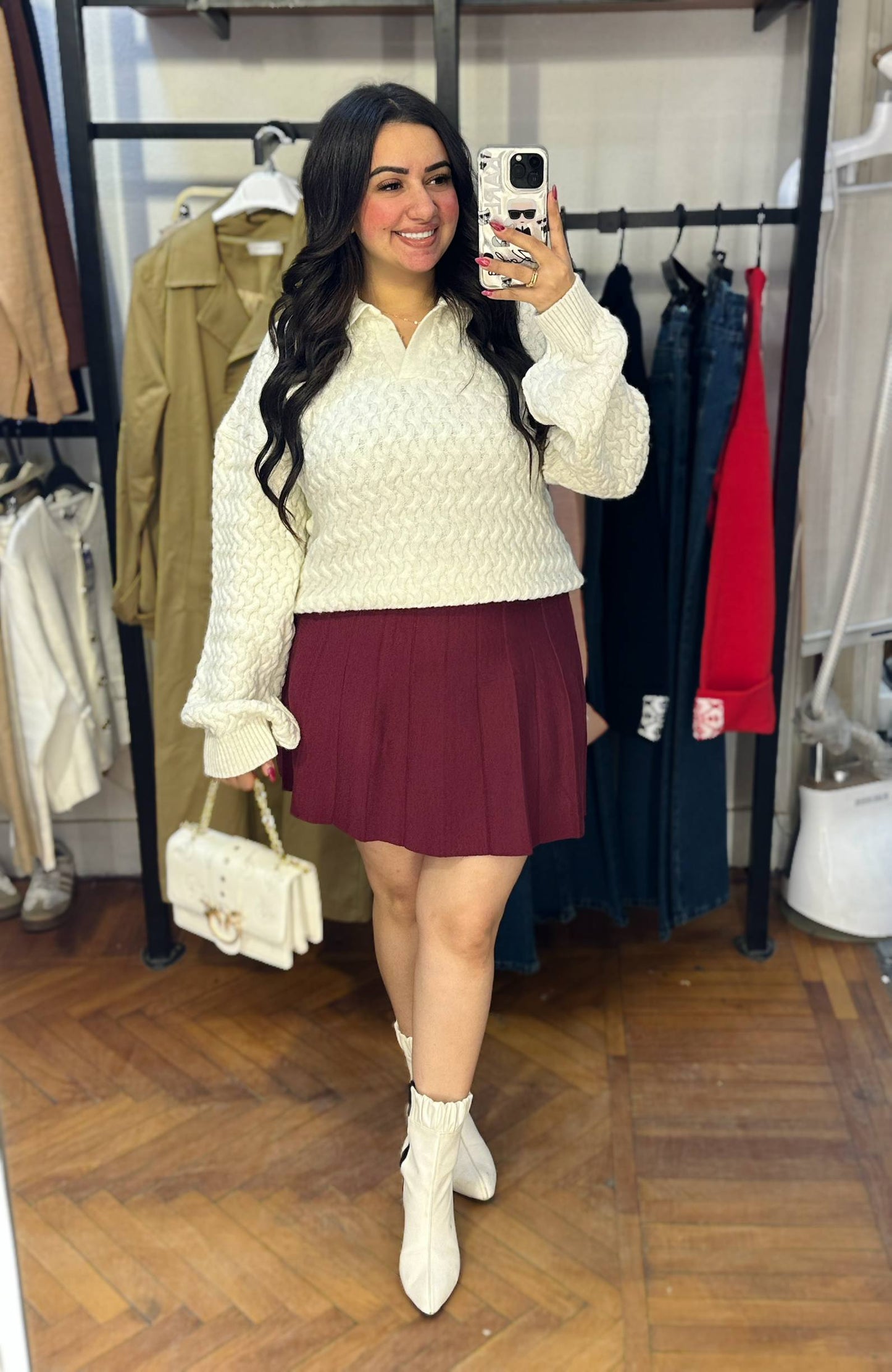 Cable Knit Sweater with Collar