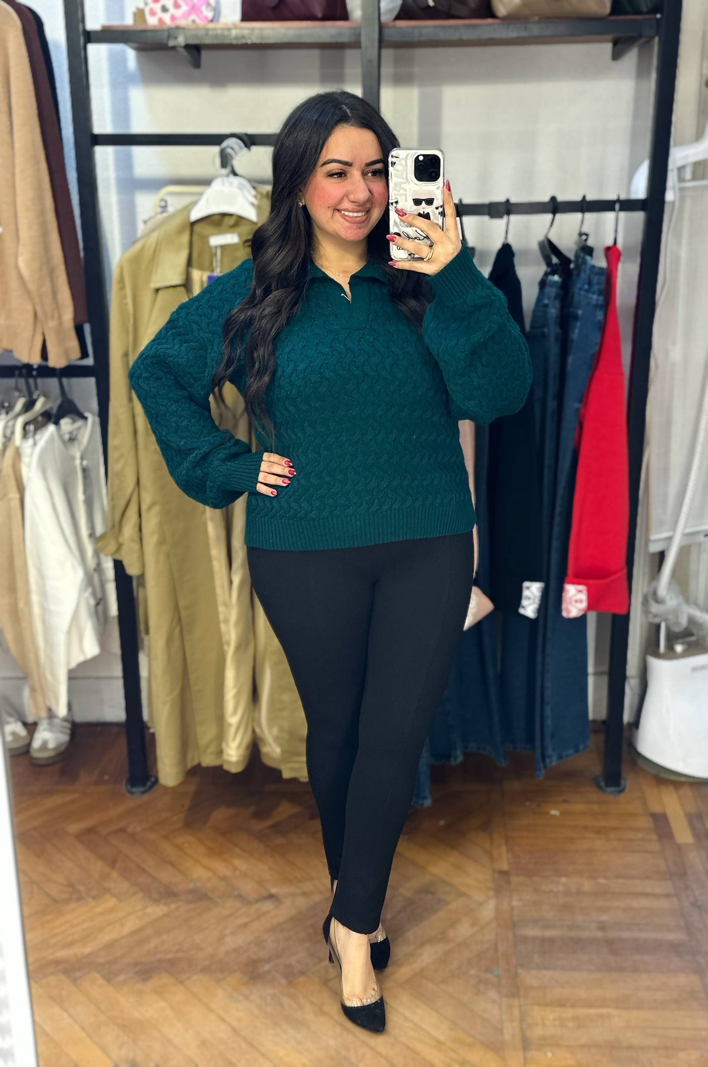 Cable Knit Sweater with Collar