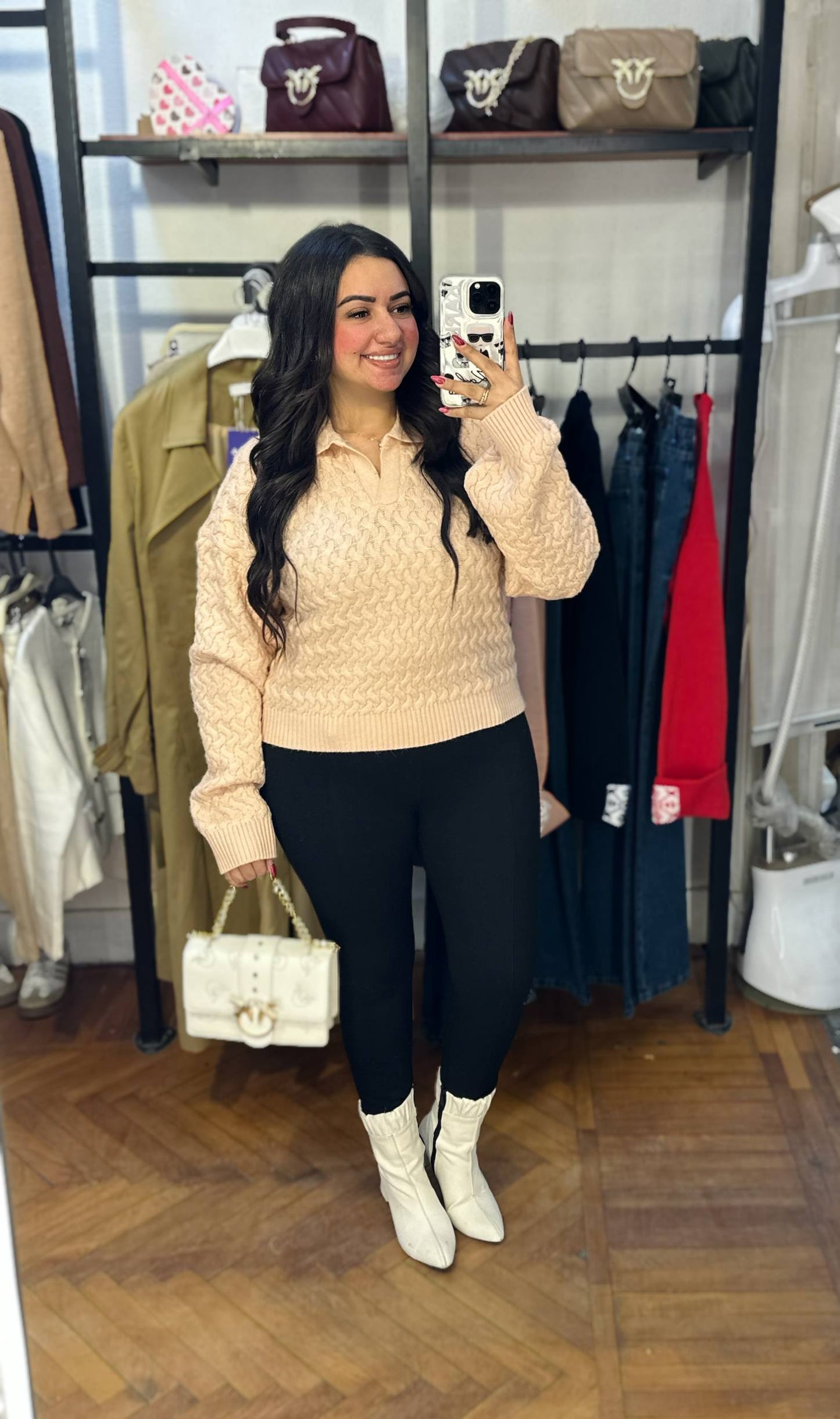 Cable Knit Sweater with Collar