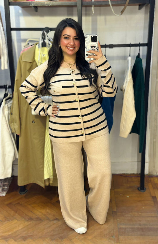 Knit Set with Gold Button Jacket