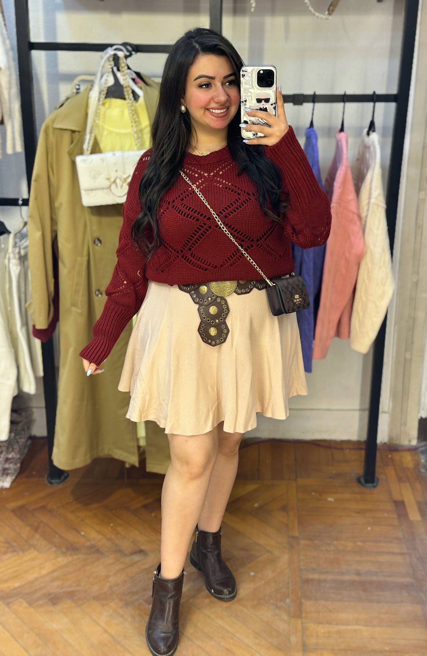Lightweight Open-Work Knit Pullover