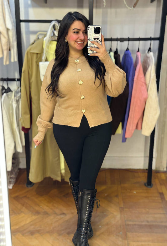 Knit Sweater with Gold Buttons