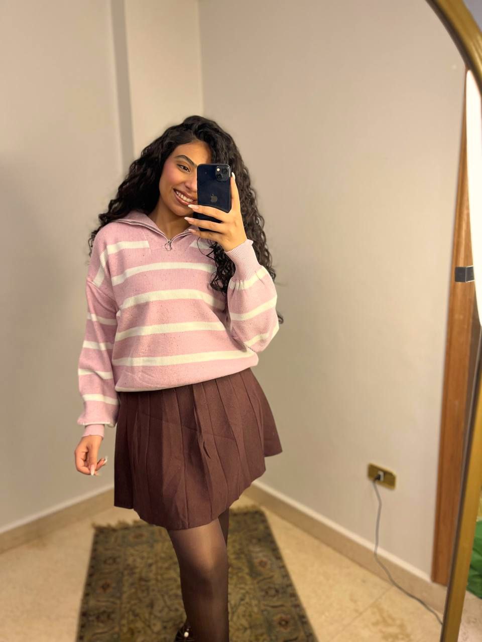 Striped Knit Half-Zip Sweater