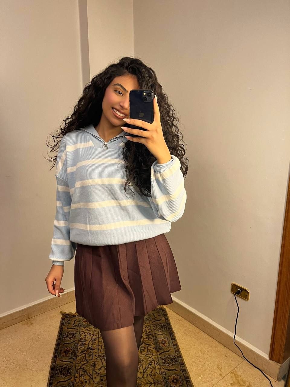 Striped Knit Half-Zip Sweater