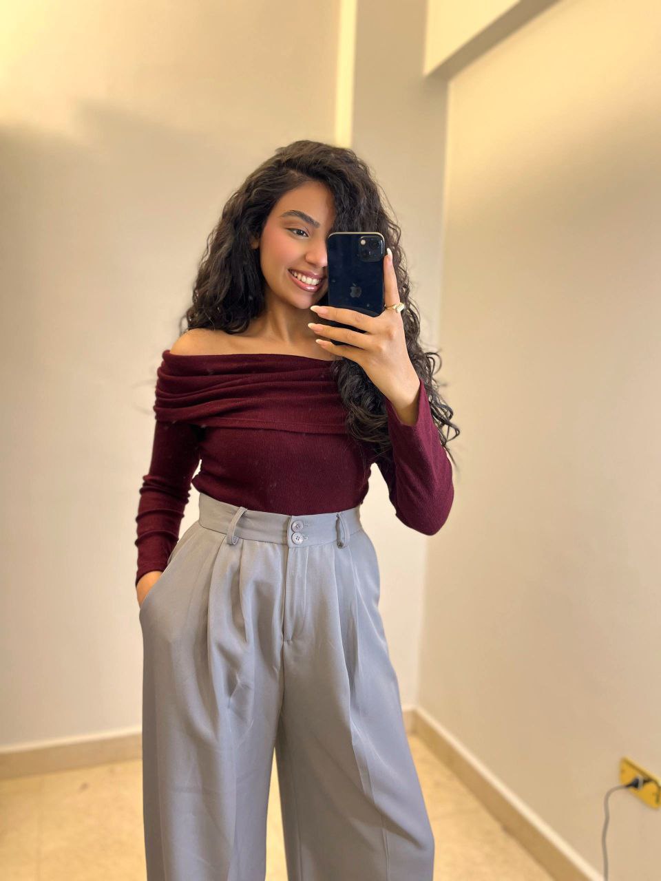 A chic off-shoulder blouse