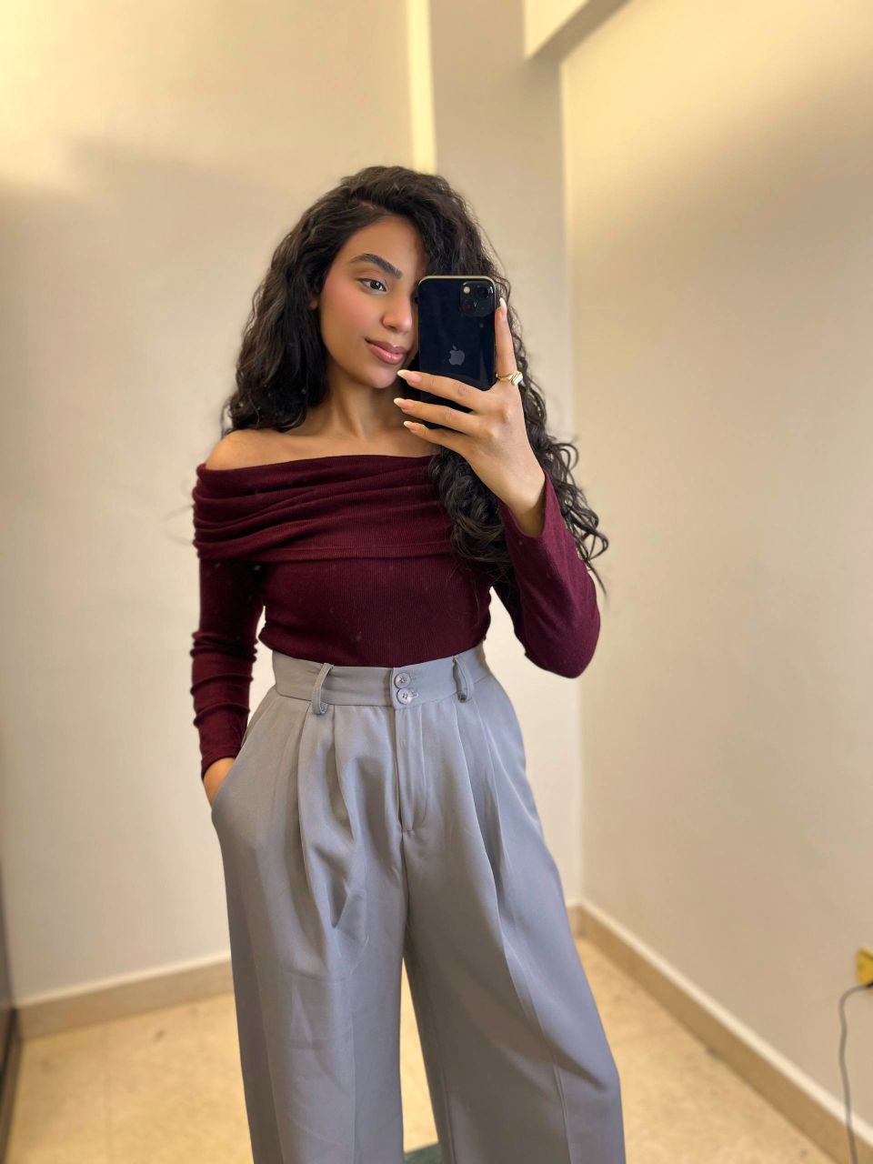 A chic off-shoulder blouse