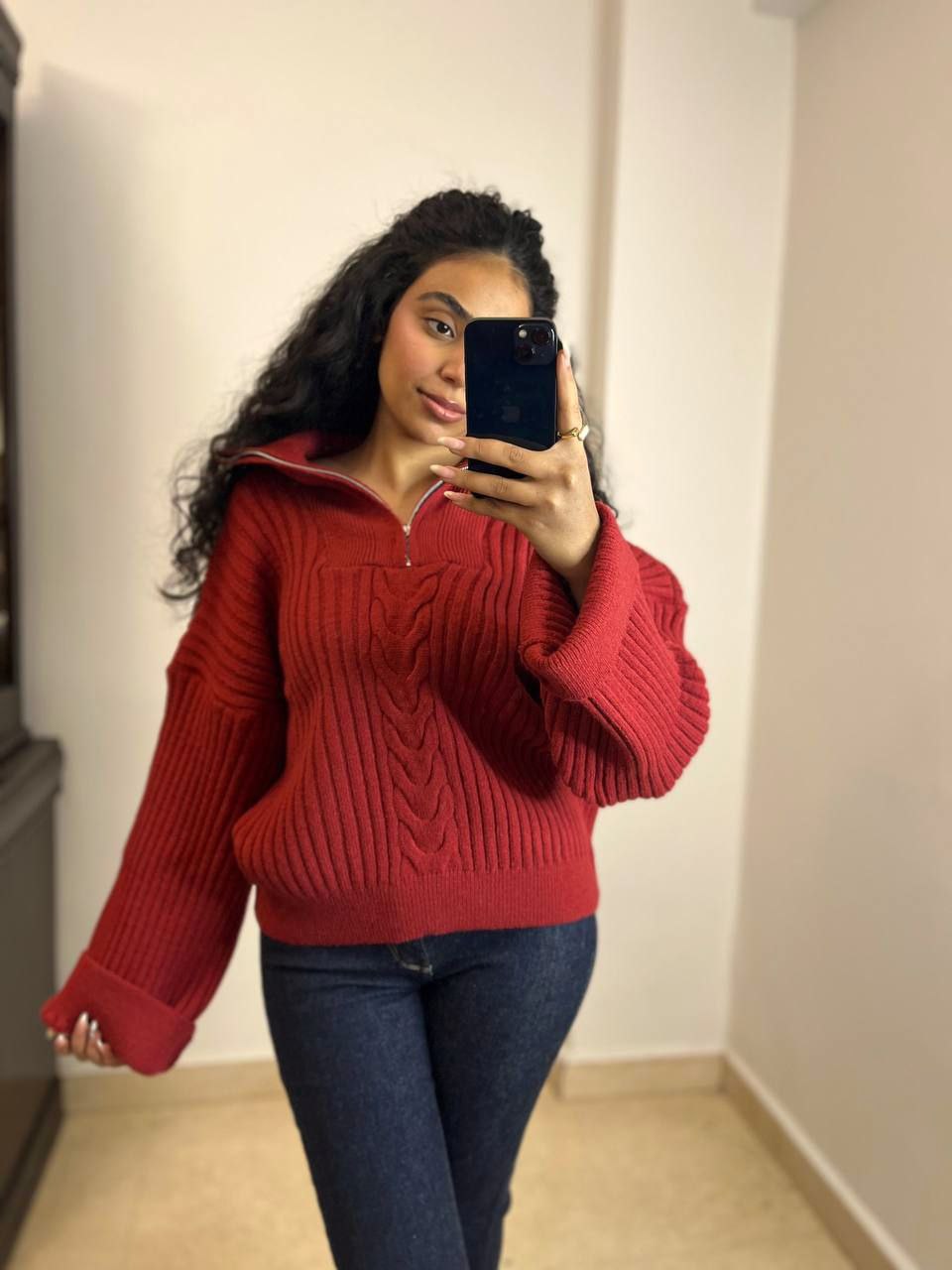 Cable Knit Half-Zip Sweater