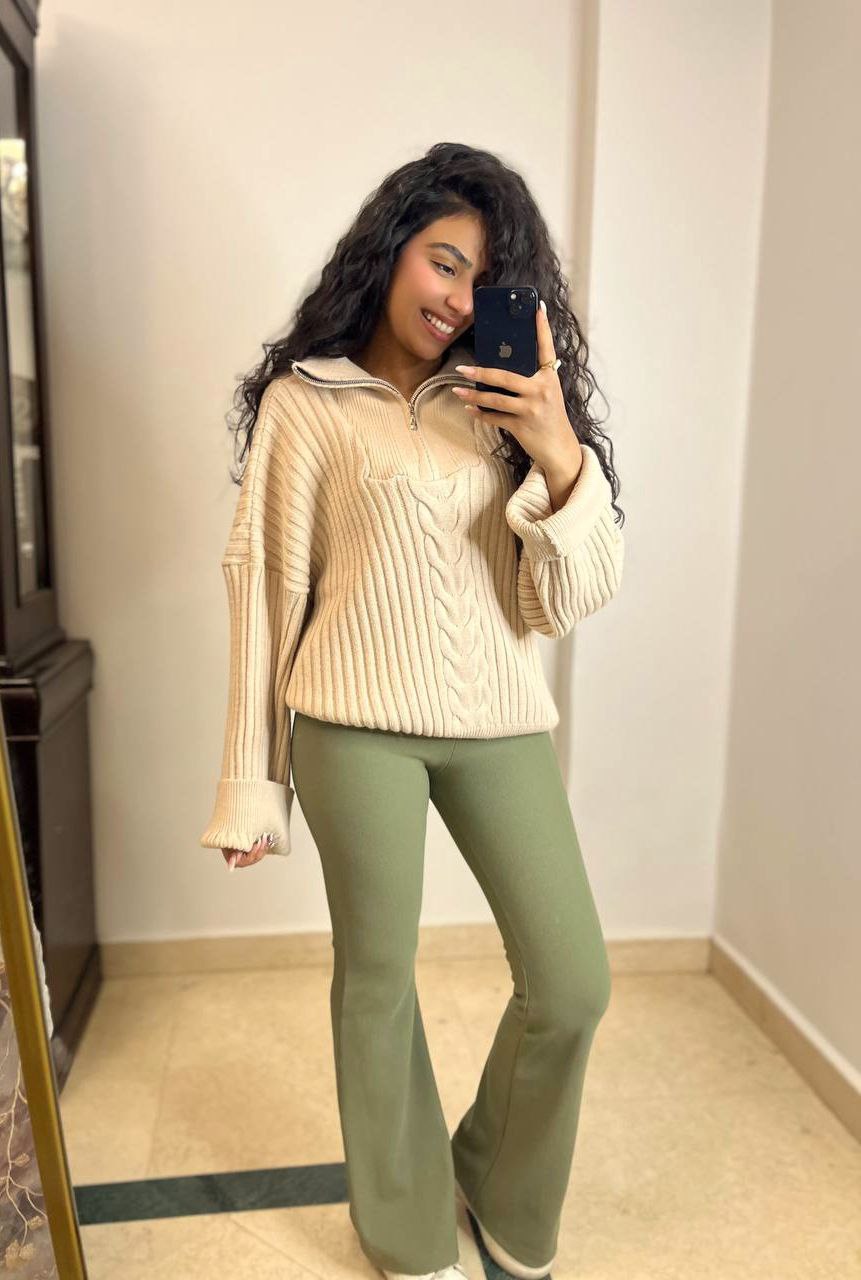 Cable Knit Half-Zip Sweater