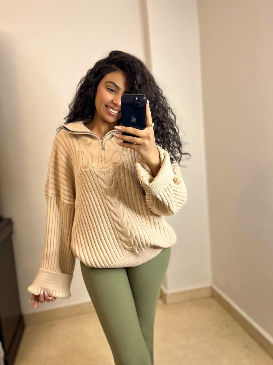 Cable Knit Half-Zip Sweater
