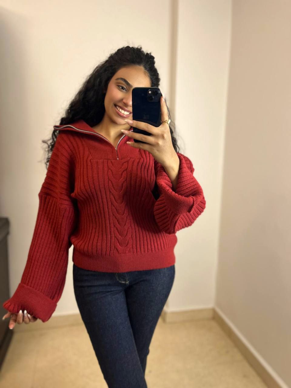 Cable Knit Half-Zip Sweater