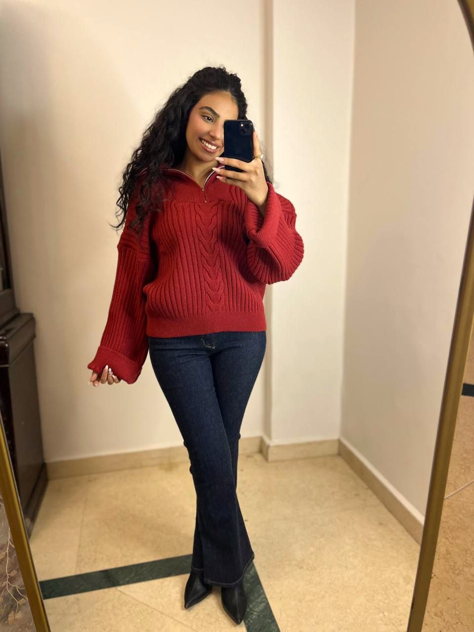 Cable Knit Half-Zip Sweater