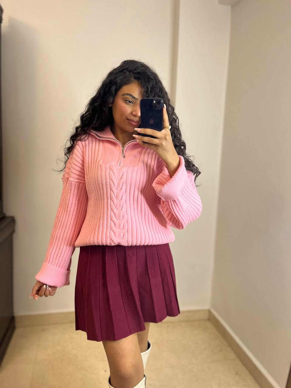 Cable Knit Half-Zip Sweater