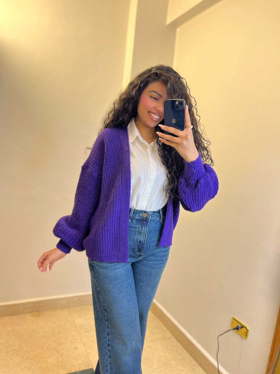 Short Wool Knit Cardigan