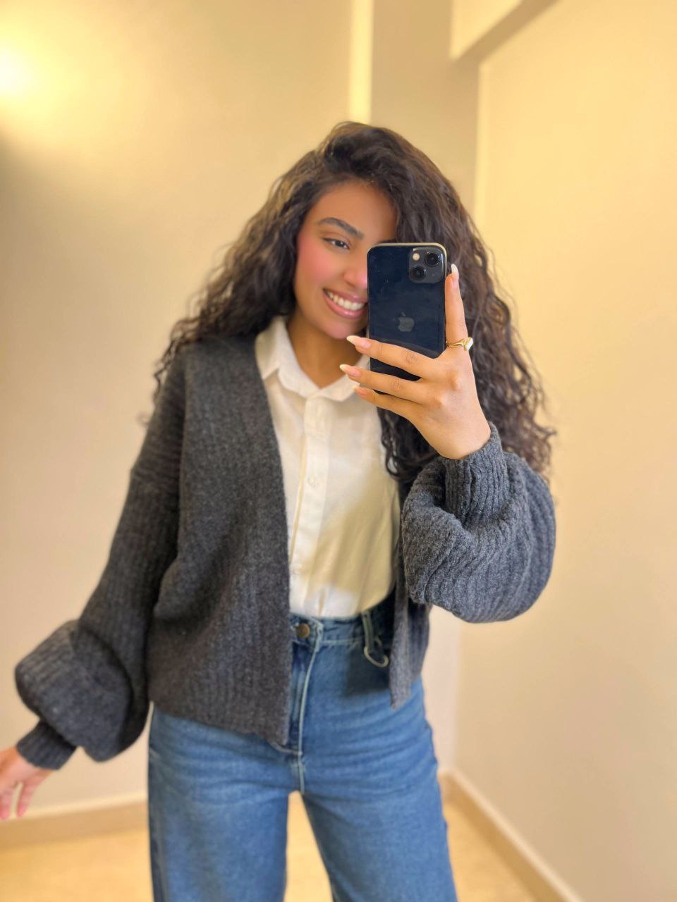 Short Wool Knit Cardigan