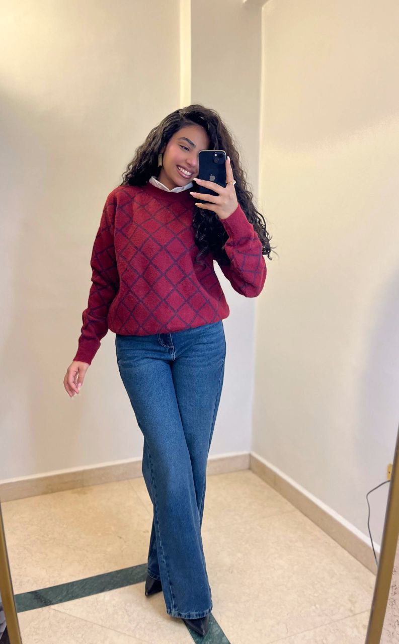 Patterned Mohair Knit Sweater