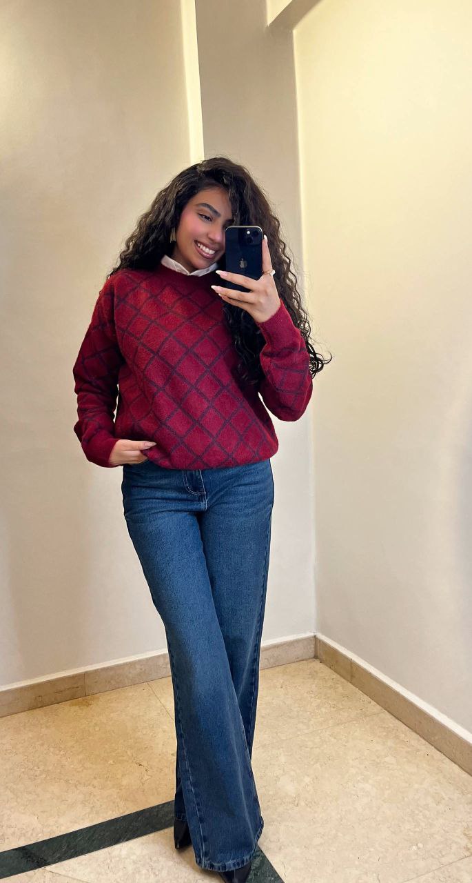 Patterned Mohair Knit Sweater