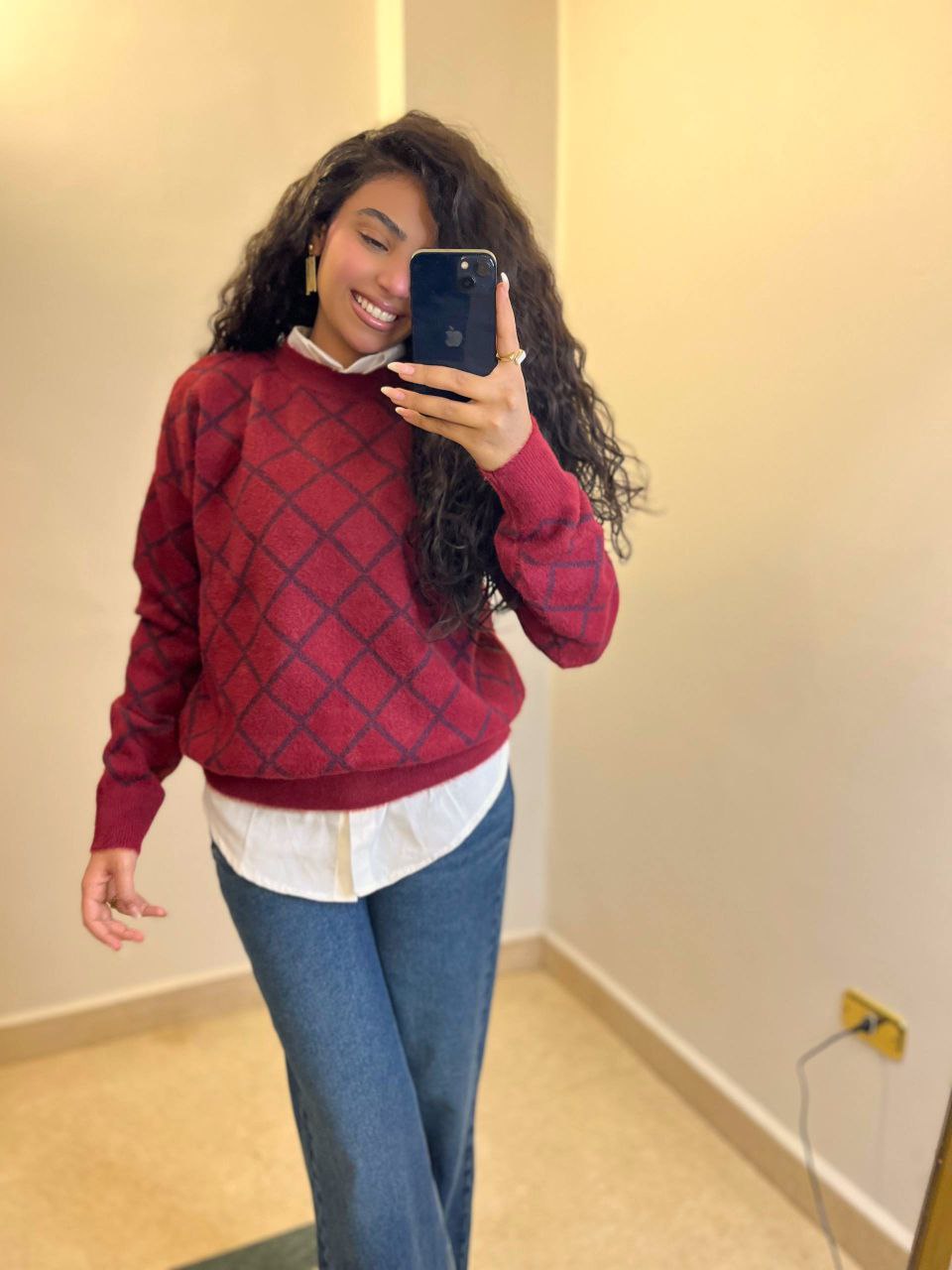 Patterned Mohair Knit Sweater