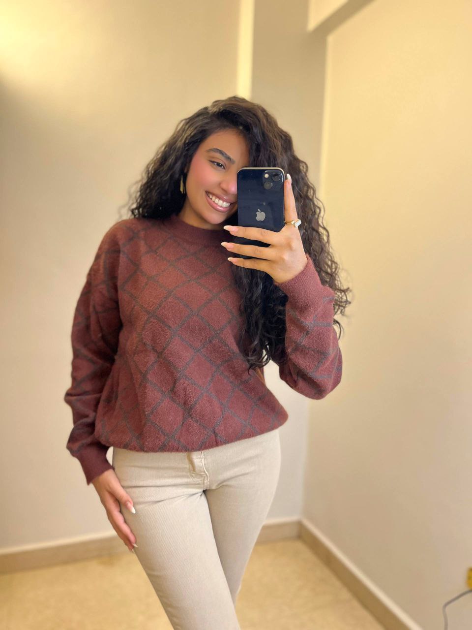 Patterned Mohair Knit Sweater