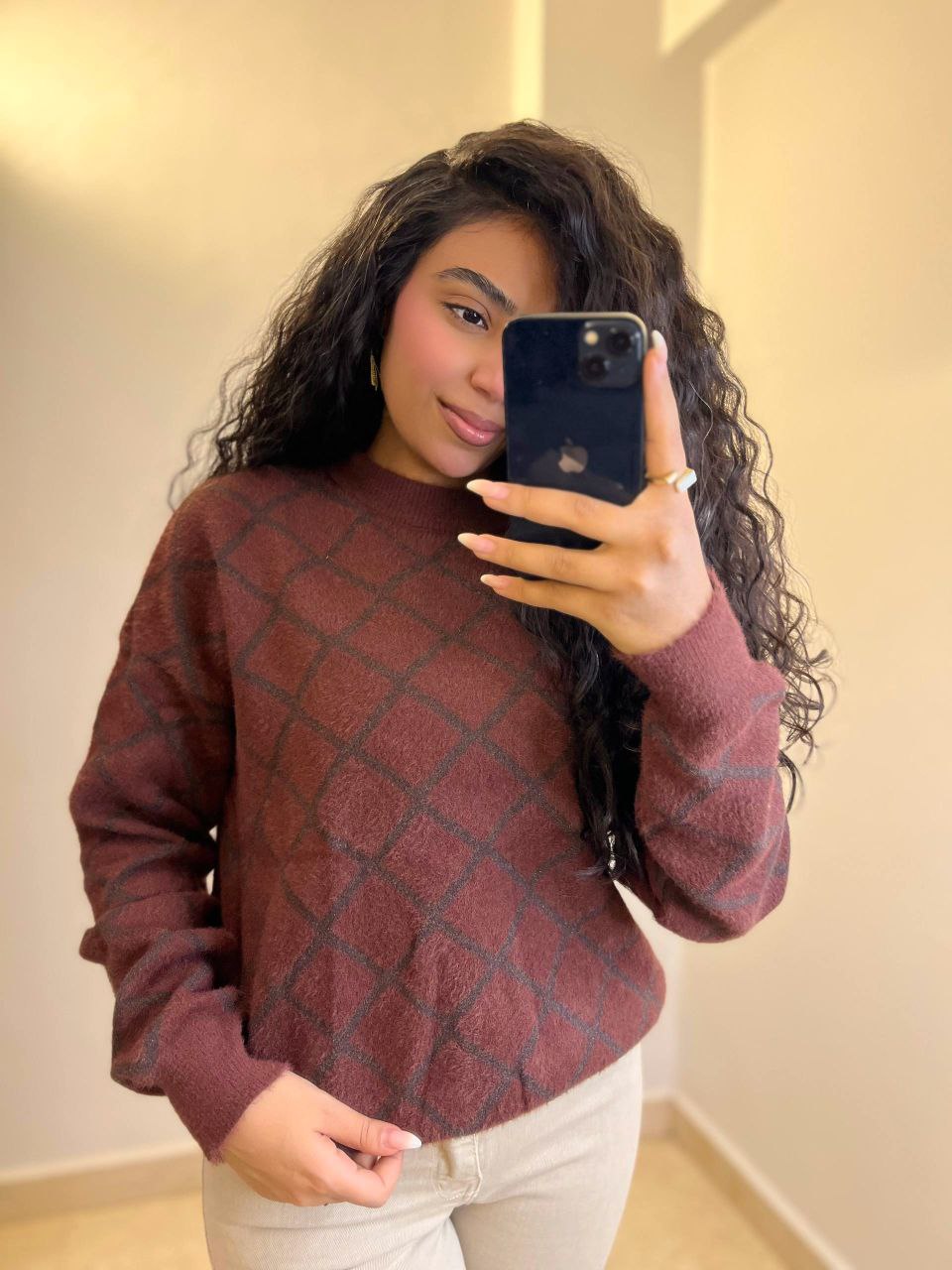 Patterned Mohair Knit Sweater