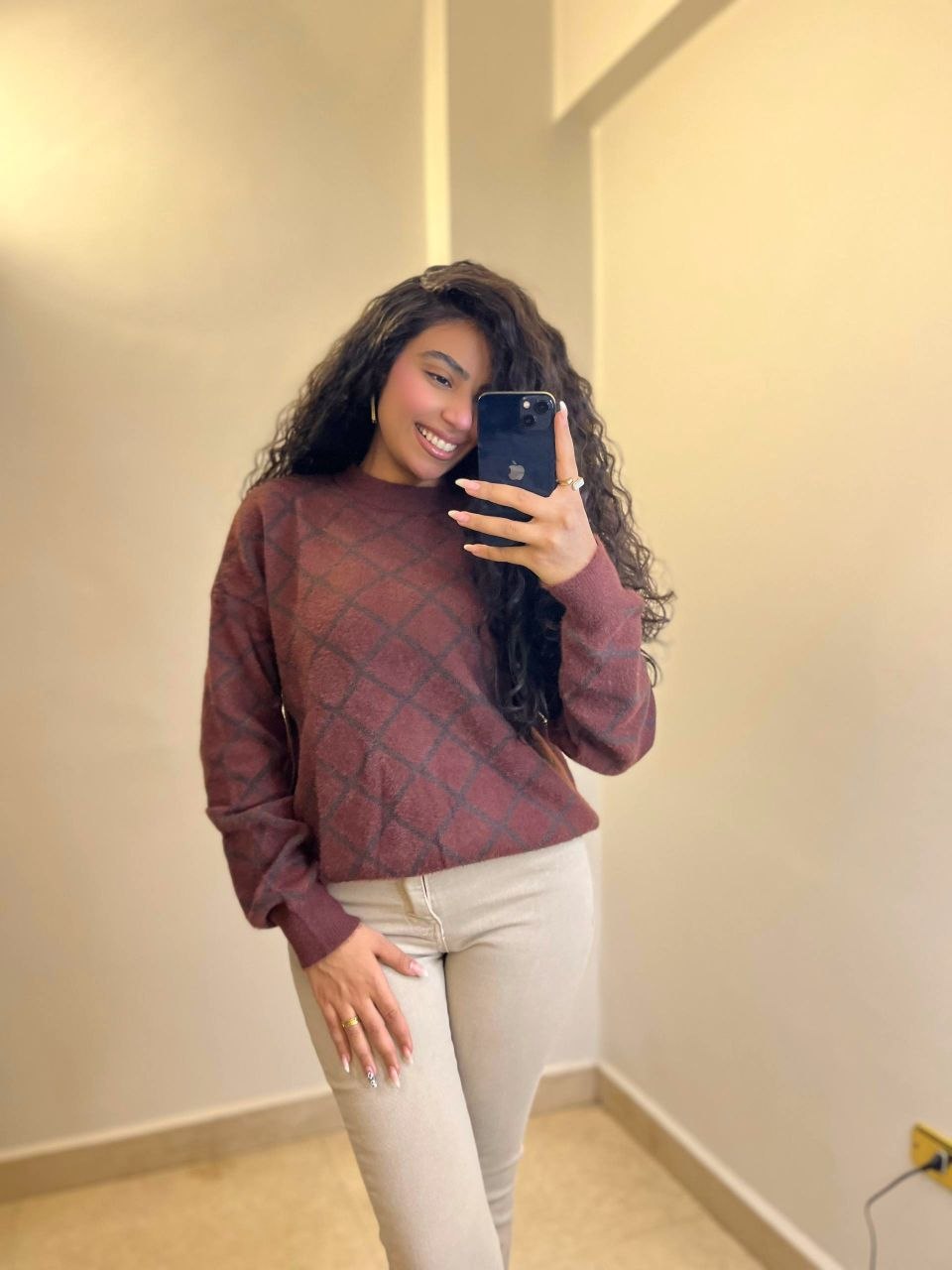 Patterned Mohair Knit Sweater