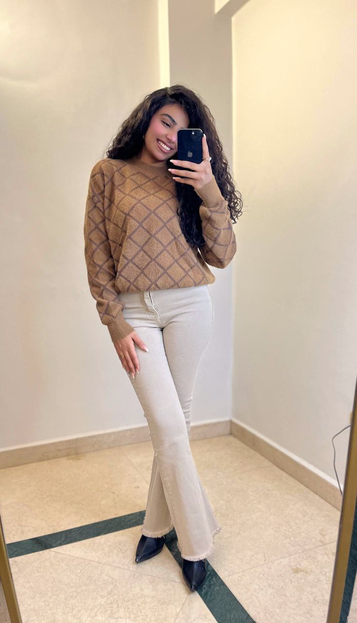 Patterned Mohair Knit Sweater
