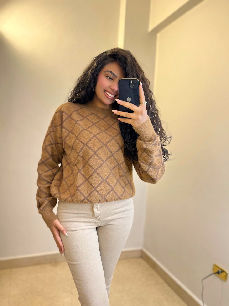 Patterned Mohair Knit Sweater