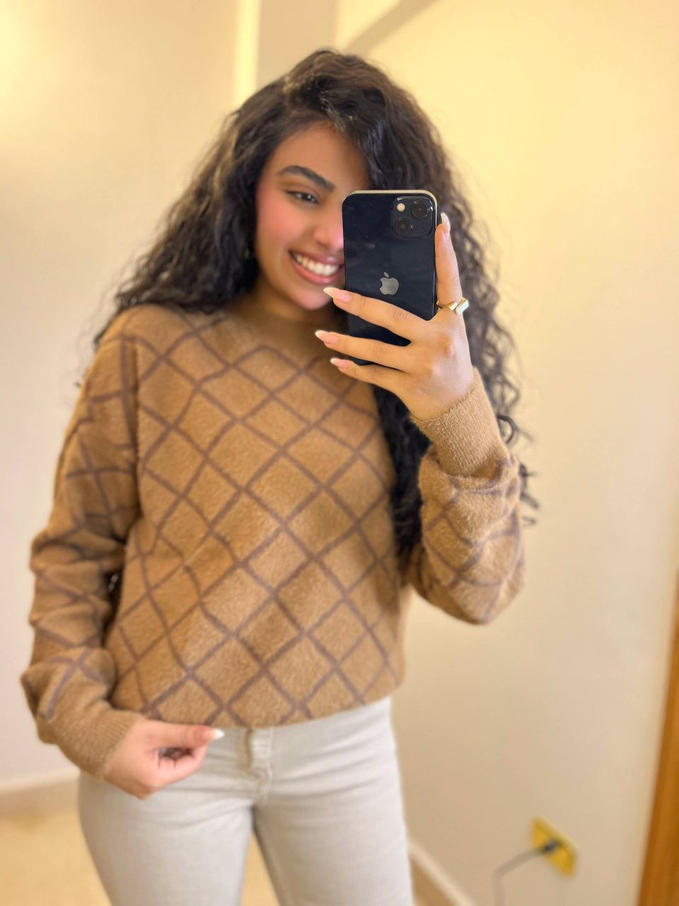 Patterned Mohair Knit Sweater