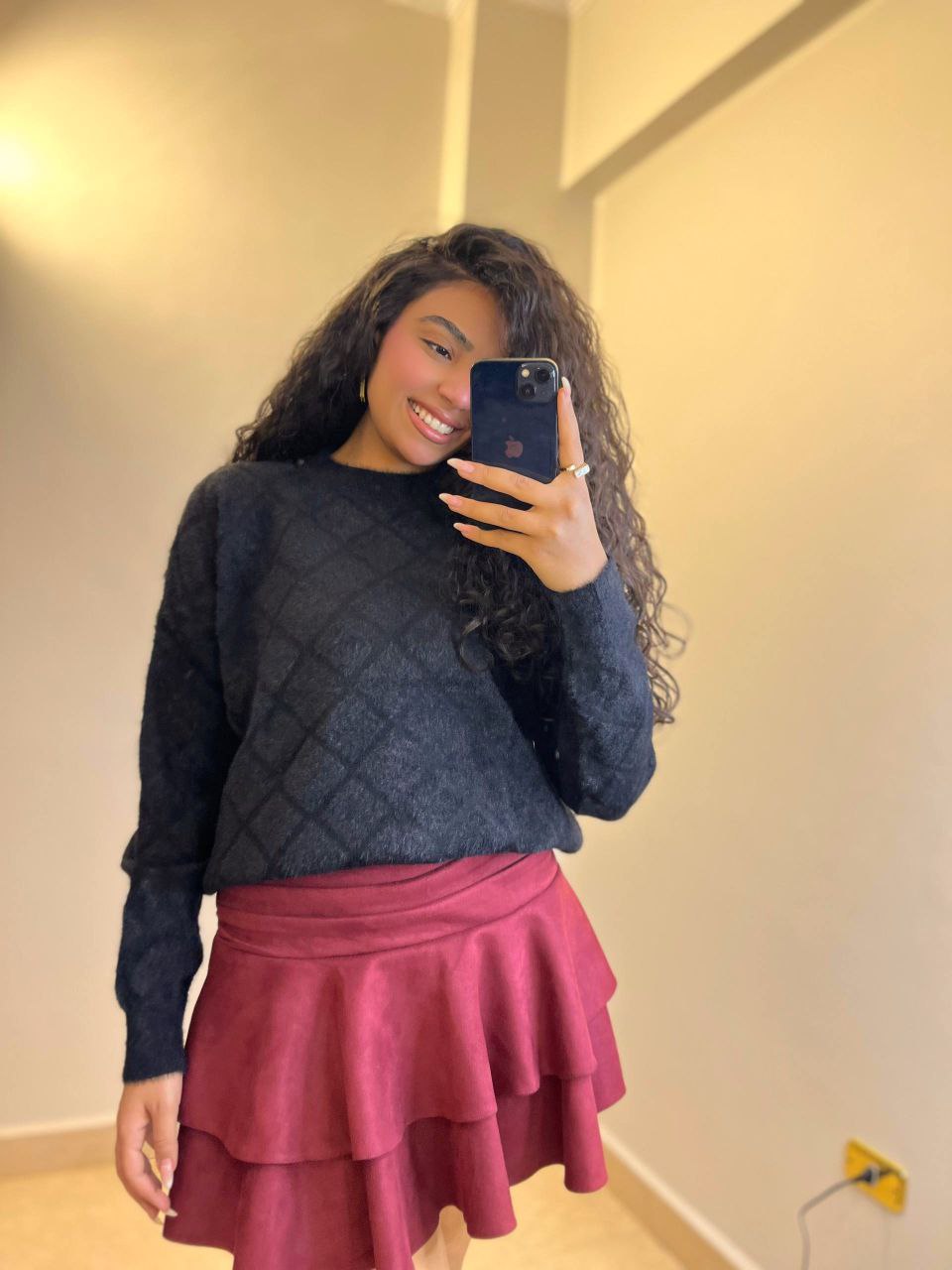 Patterned Mohair Knit Sweater