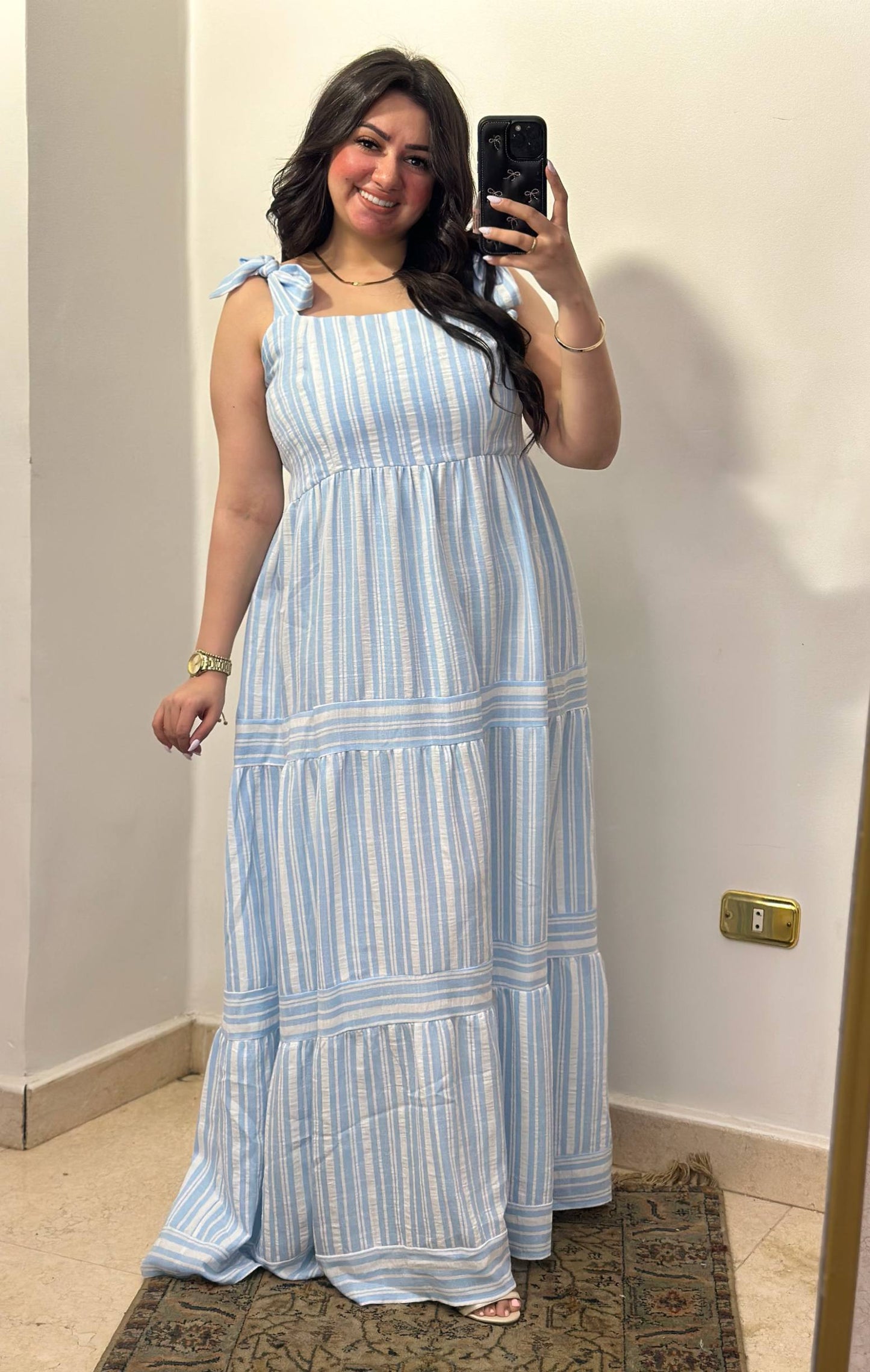 The "Summer Breeze" Tiered Striped Maxi.