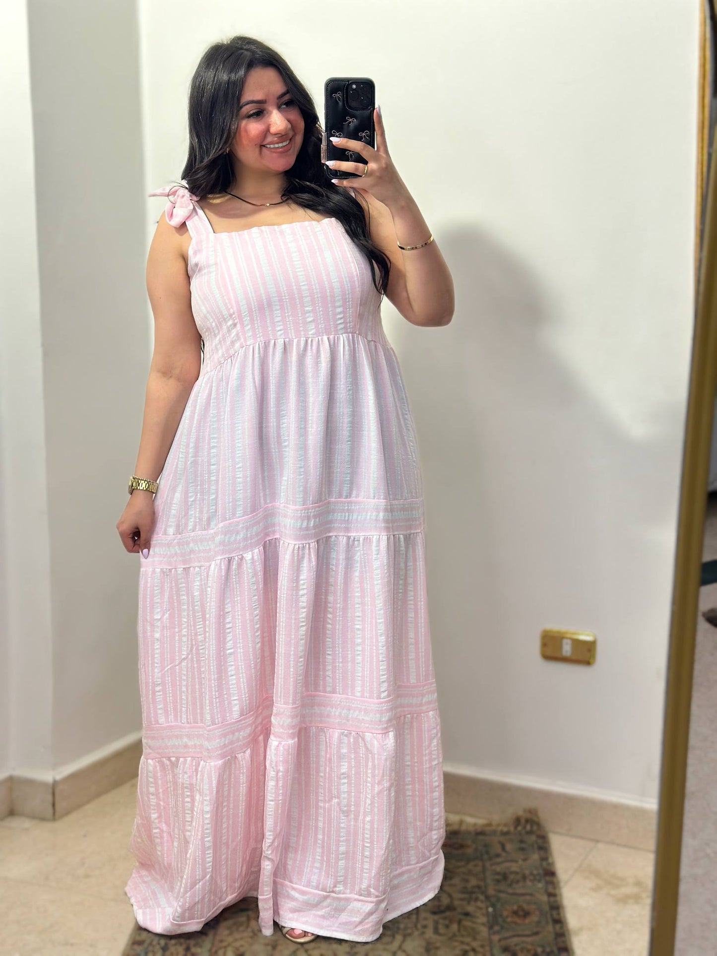 The "Summer Breeze" Tiered Striped Maxi.