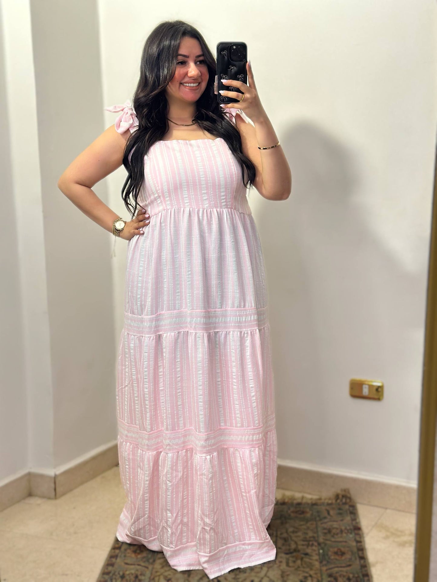 The "Summer Breeze" Tiered Striped Maxi.
