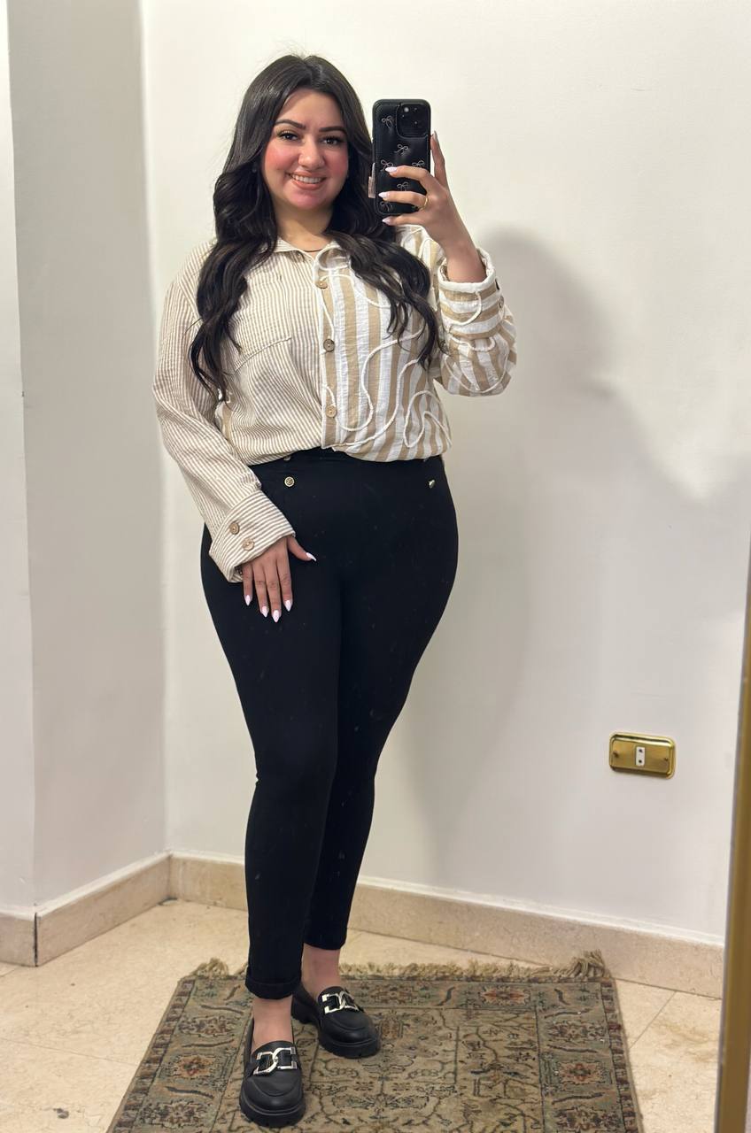 Artistic Multi-Stripe Textured Chemise