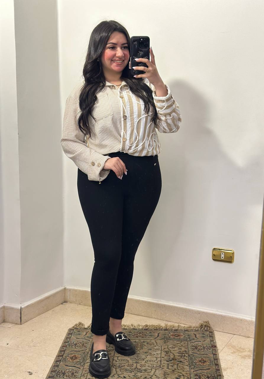 Artistic Multi-Stripe Textured Chemise