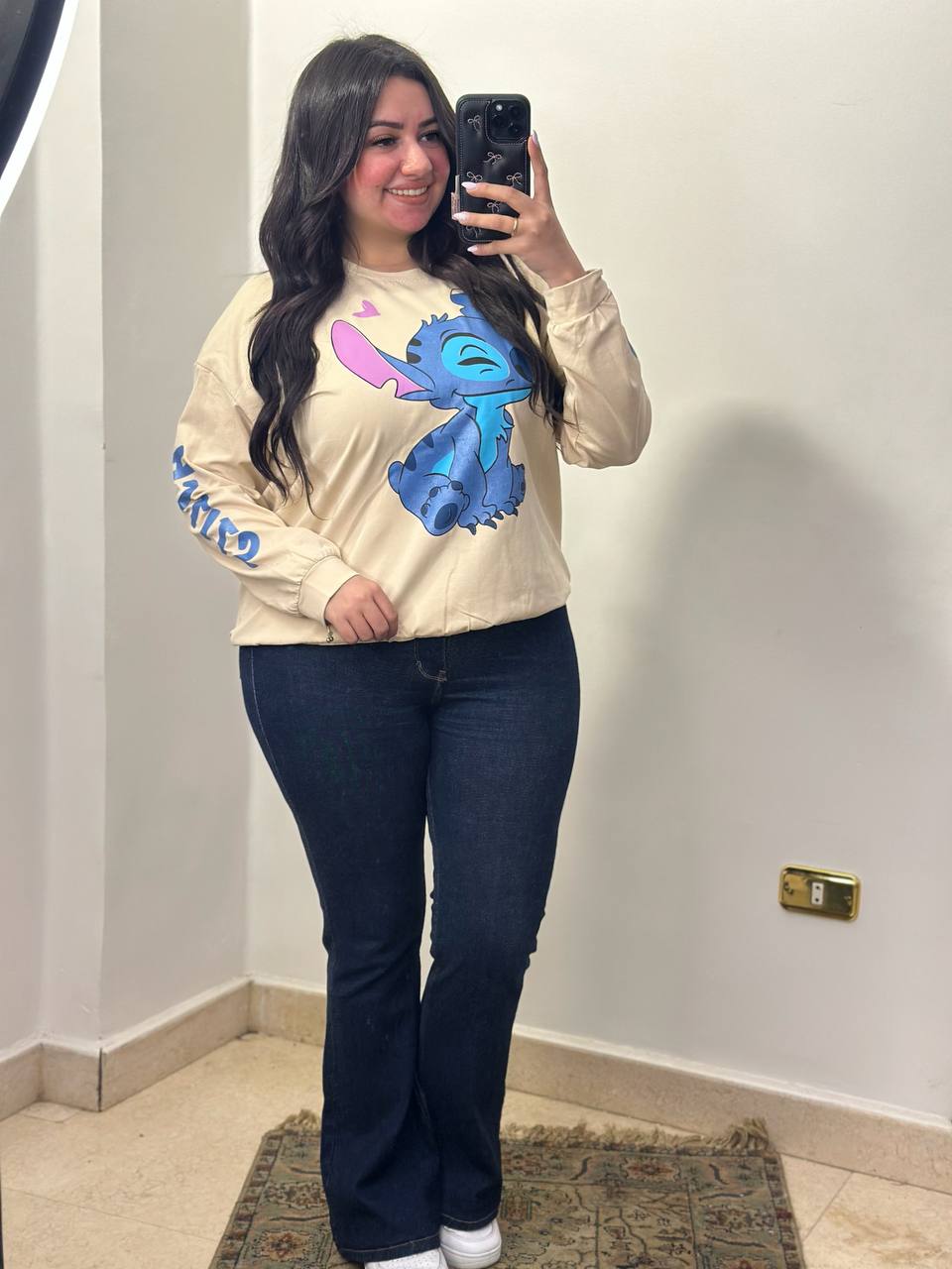 Cotton T-Shirt with Stitch Print