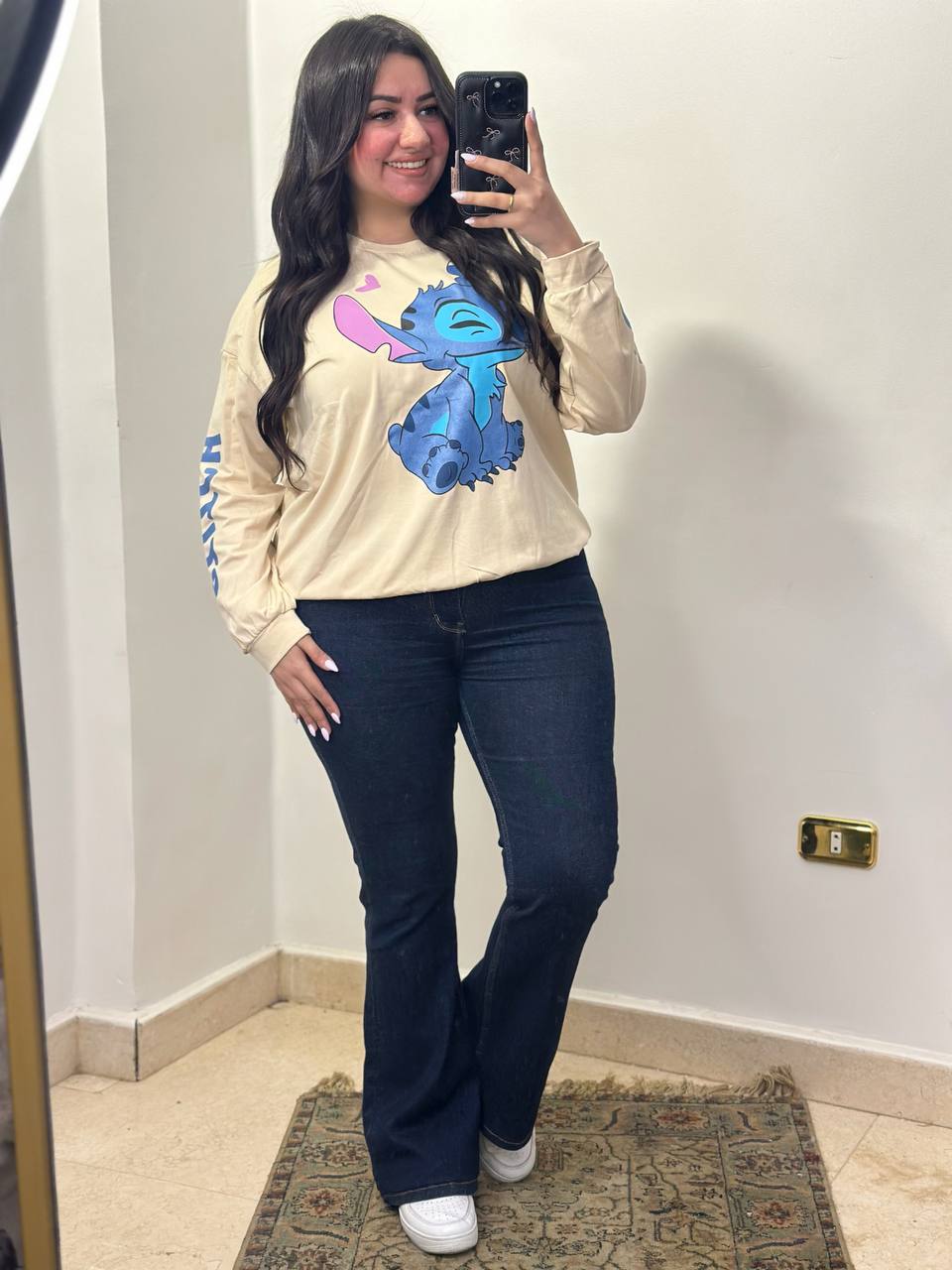 Cotton T-Shirt with Stitch Print