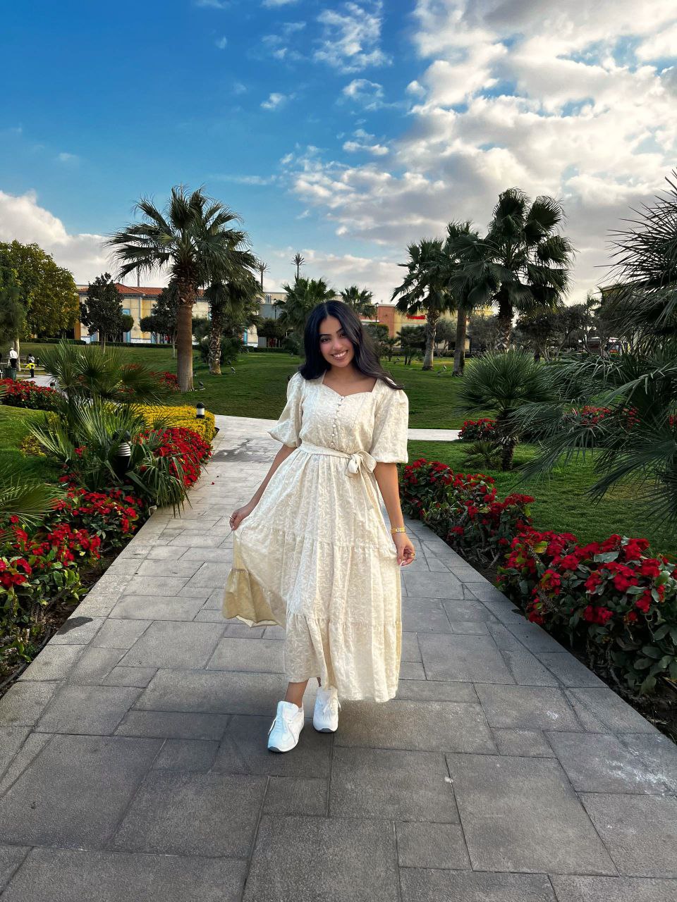 Textured Midi Dress with Waist Tie & Front Buttons