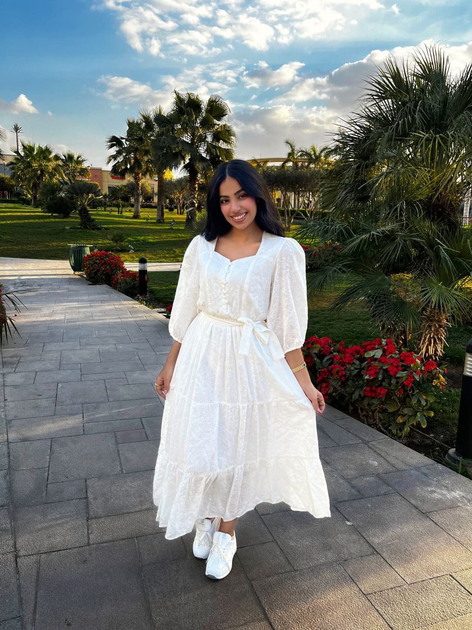 Textured Midi Dress with Waist Tie & Front Buttons