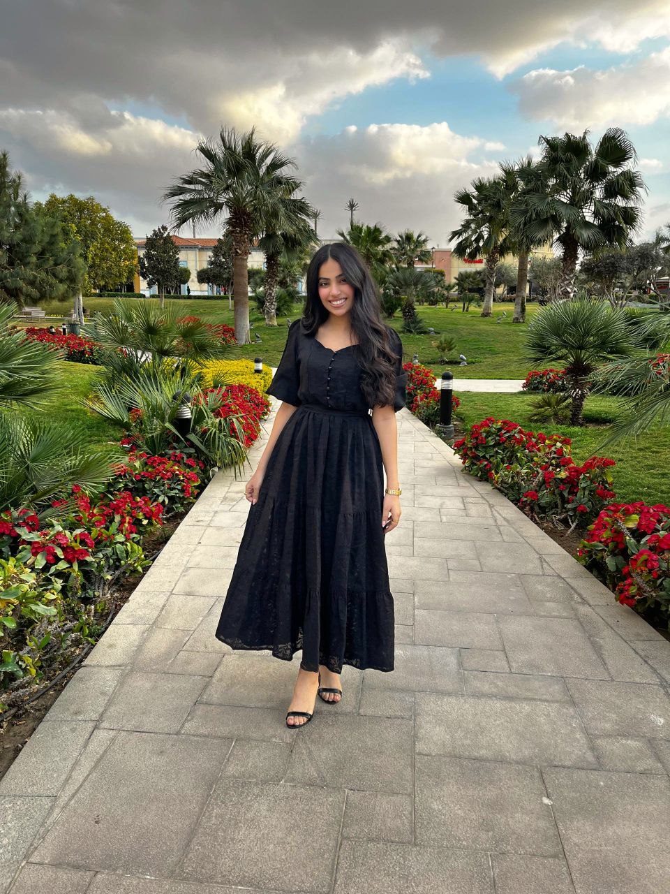 Textured Midi Dress with Waist Tie & Front Buttons