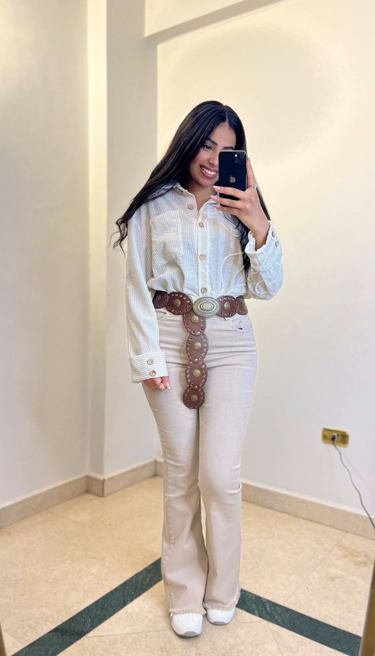 Artistic Multi-Stripe Textured Chemise