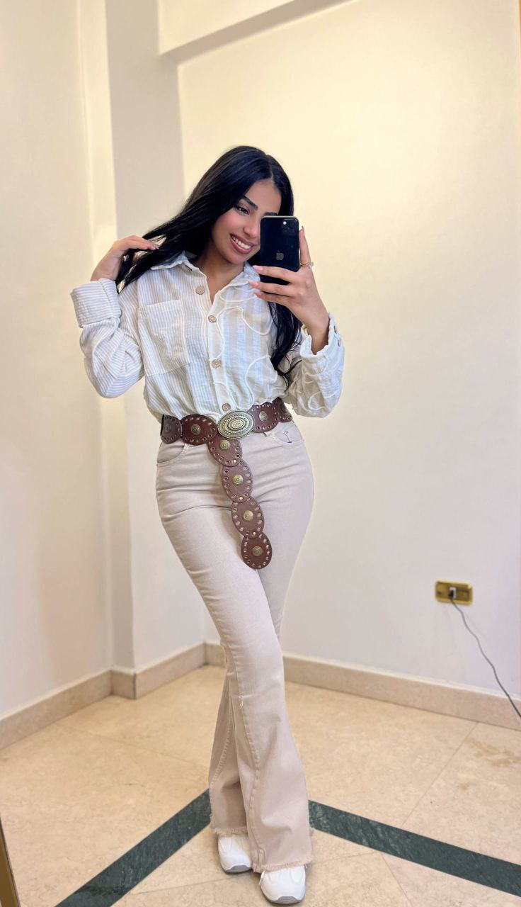 Artistic Multi-Stripe Textured Chemise