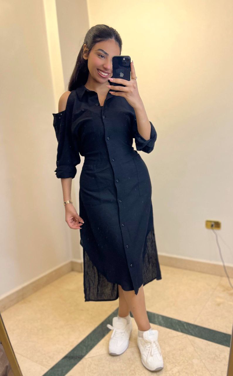 Off-Shoulder Linen Dress