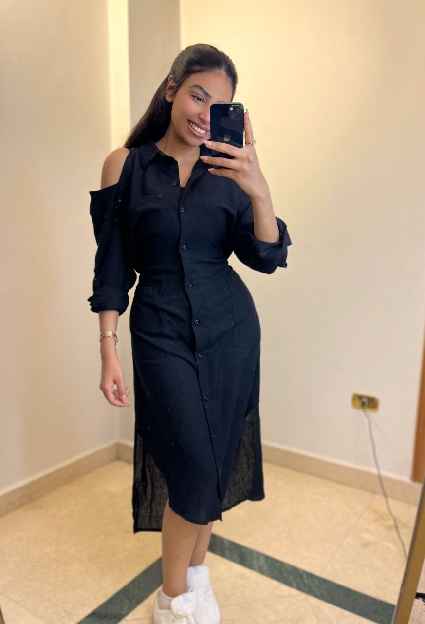 Off-Shoulder Linen Dress