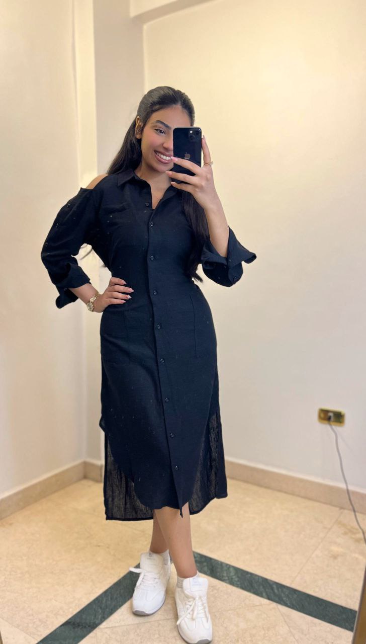 Off-Shoulder Linen Dress