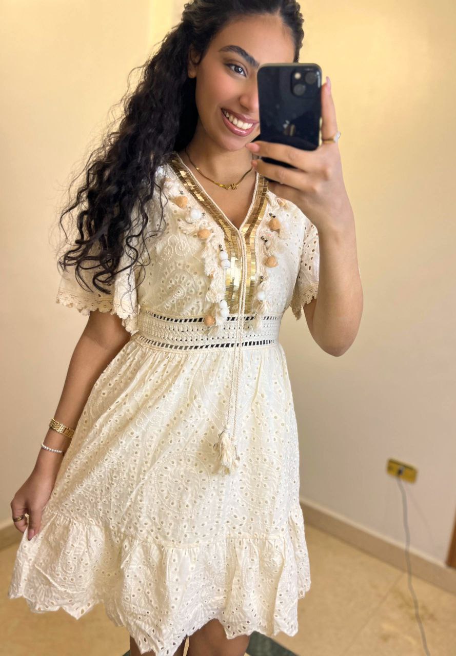 Boho Embroidered Mini Dress