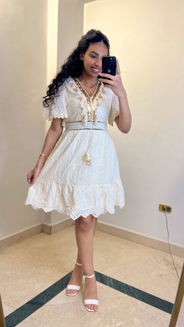 Boho Embroidered Mini Dress