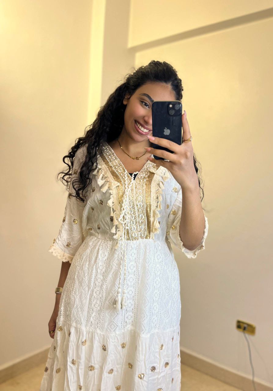 Embroidered Maxi Dress with Tassel Detail