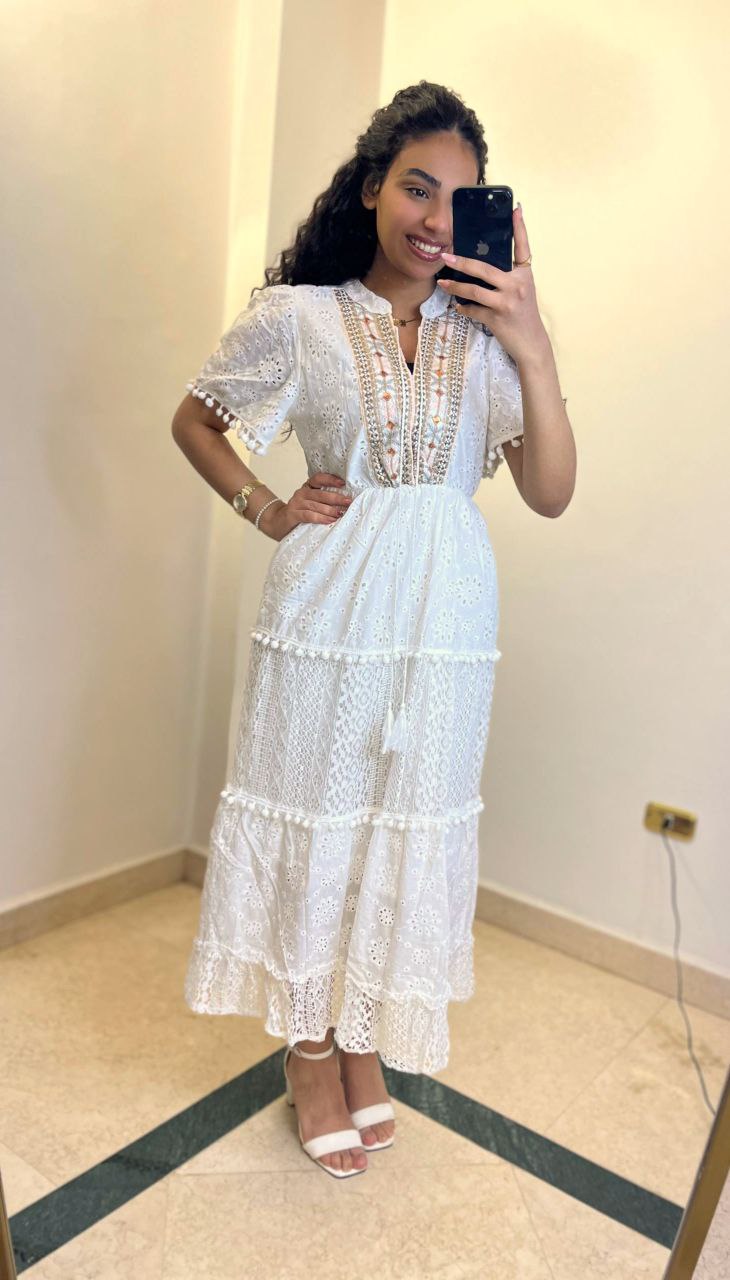Boho Embroidered Lace Maxi Dress
